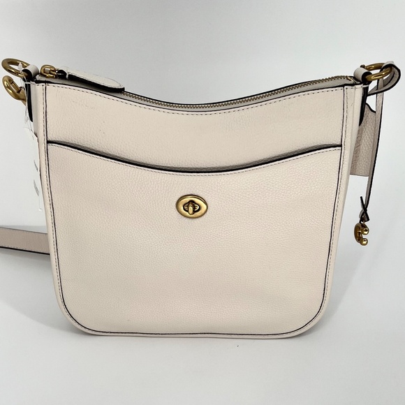 Coach Polished Pebble Leather Chaise Crossbody Bag Off White Dust Bag - Picture 2 of 11